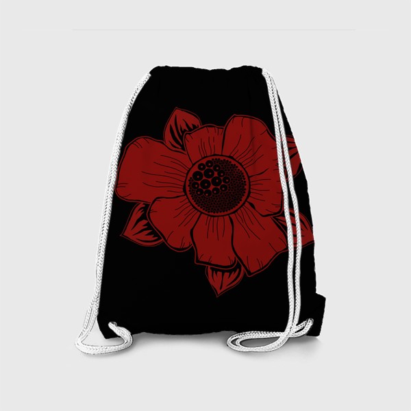 Рюкзак «красный цветок ириса на черном»