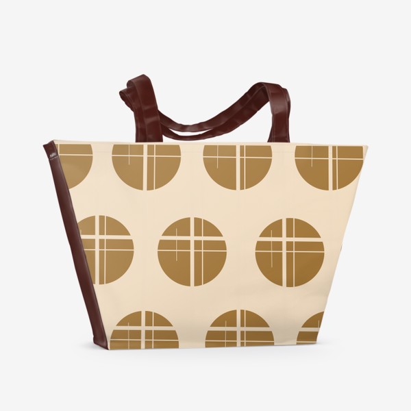 Пляжная сумка «Кофейные зерна, абстракция, круги»
