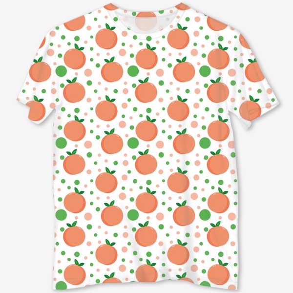 Футболка с полной запечаткой «персики. нежный летний фруктовый паттерн»