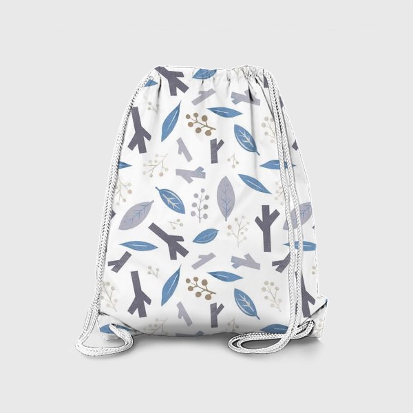 Рюкзак «Зимняя сказка. Пастельные цвета, деревья,листья и ветки и ягоды»