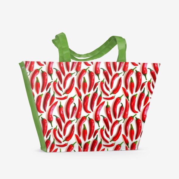 Пляжная сумка «Паттерн острые красные перцы»