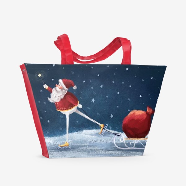 Пляжная сумка «Дед мороз с подарками»