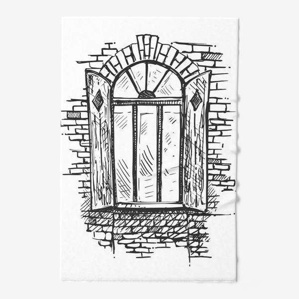 Полотенце «старинное окно с кирпичной стеной»