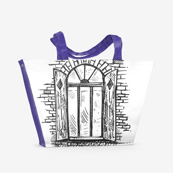Пляжная сумка &laquo;старинное окно с кирпичной стеной&raquo;