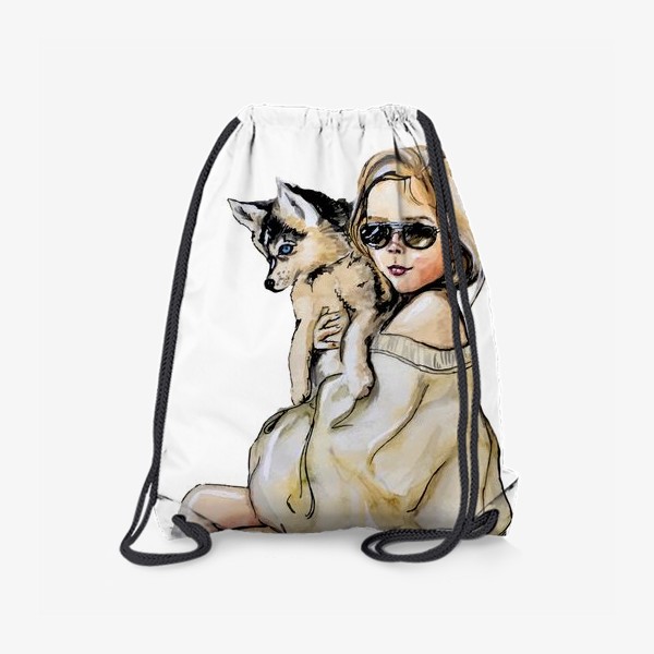 Рюкзак «Девочка девушка с собачкой хаски »
