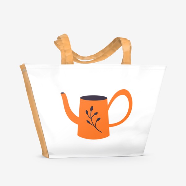 Пляжная сумка «Симпатичная оранжевая лейка. Садоводство, сад, лето»