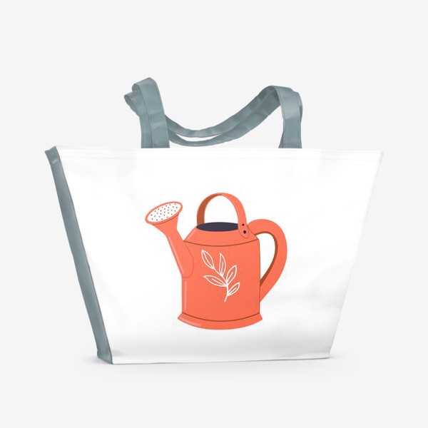 Пляжная сумка «Симпатичная садовая оранжевая лейка. Садоводство, сад, лето»