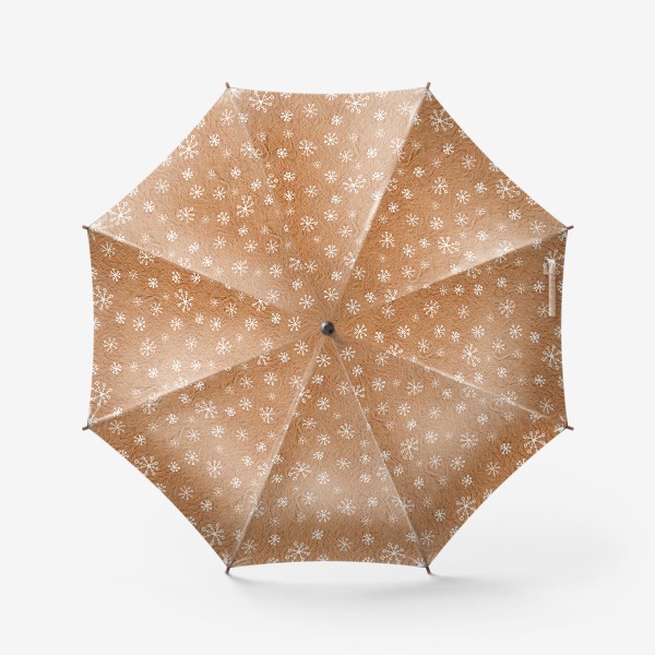 Зонт «Белые снежинки нарисованные на крафт-бумаге - бесшовный паттерн»