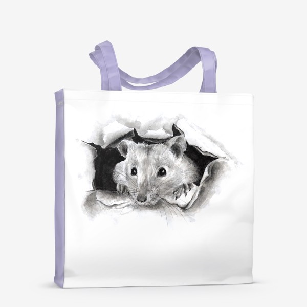 Сумка-шоппер «грызун крысенок выглядывает»