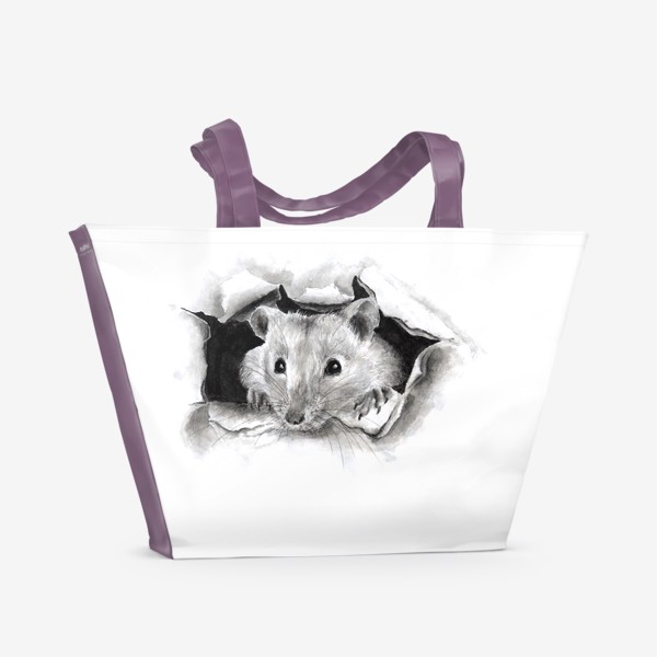 Пляжная сумка «грызун крысенок выглядывает»