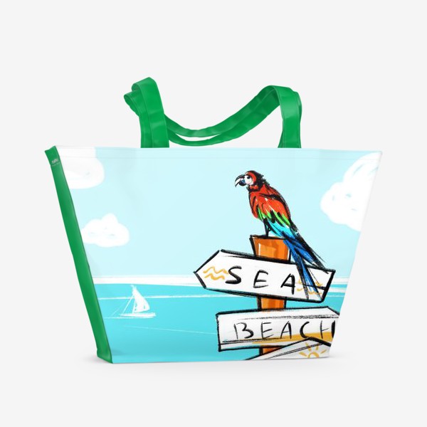 Пляжная сумка «Попугай на пляже»