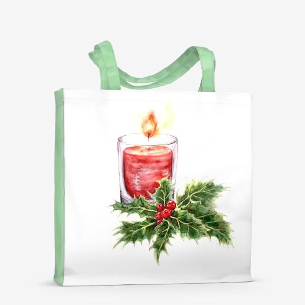 Сумка-шоппер «Уютное Рождество свеча и остролист»