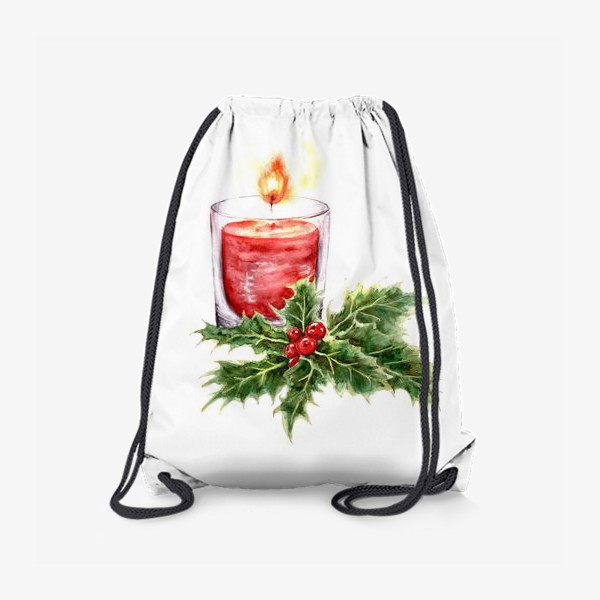 Рюкзак «Уютное Рождество свеча и остролист»
