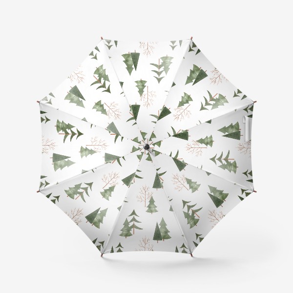 Зонт «Зимний лес. Абстрактный акварельный паттерн»
