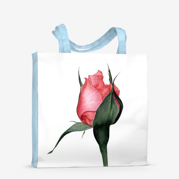 Сумка-шоппер «Нежный бутон розы ботаническая иллюстрация акварель»
