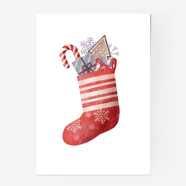 Постер «подарки в красном носке»