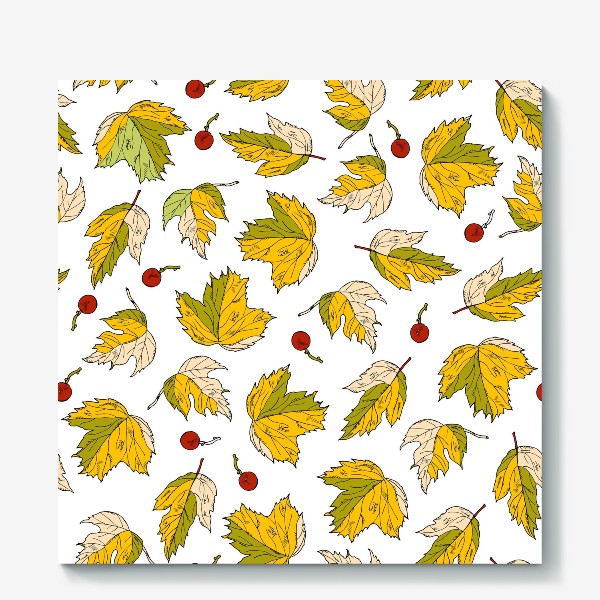 Холст &laquo;жёлтые листья и ягоды&raquo;