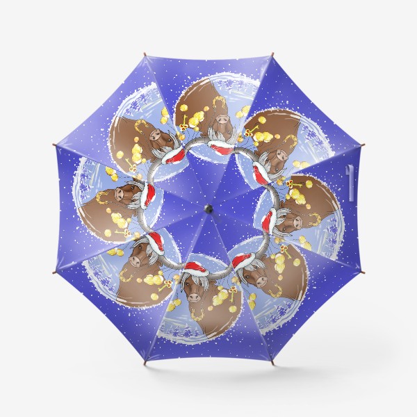 Зонт «Новогодний бык с подарками»