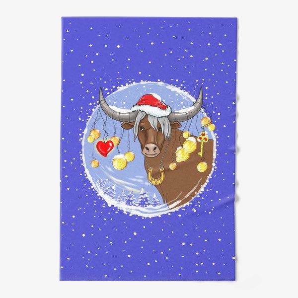 Полотенце «Новогодний бык с подарками»
