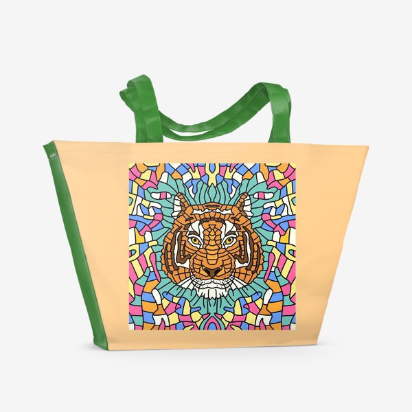 Пляжная сумка «Тигр.Мозаика.»