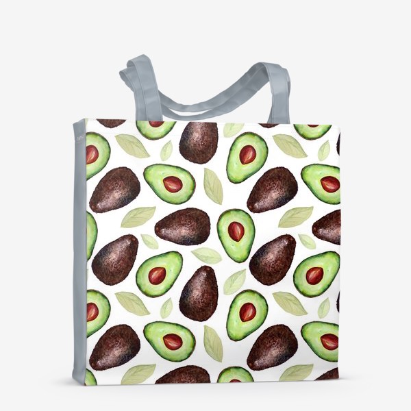 Сумка-шоппер «Паттерн с Акварельными авокадо и листиками»