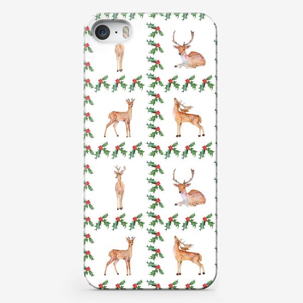 Чехол iPhone «Бесшовная иллюстрация Рождественские олени.»