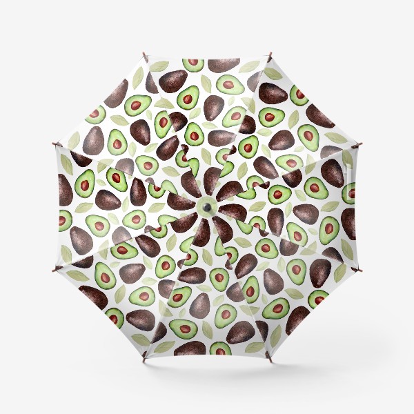 Зонт «Паттерн с Акварельными авокадо и листиками»