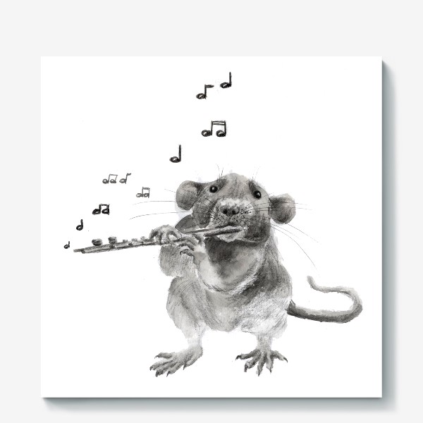 Холст «грызун крысенок играет музыку»