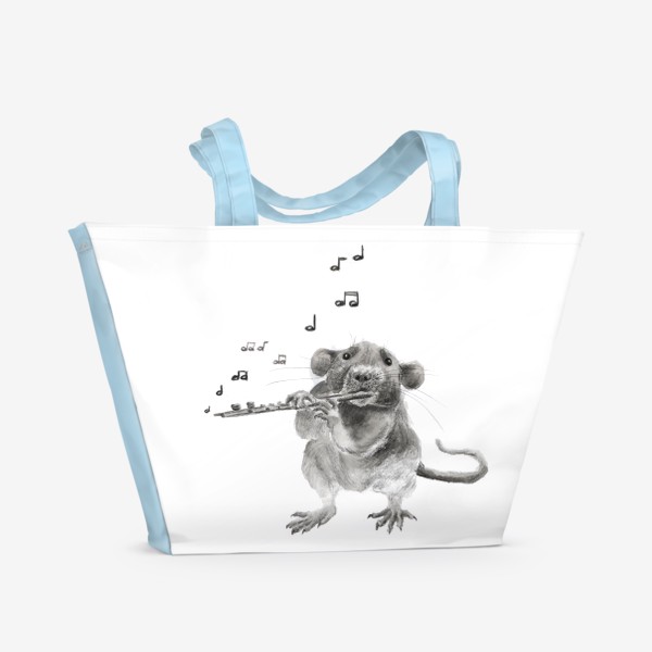 Пляжная сумка «грызун крысенок играет музыку»