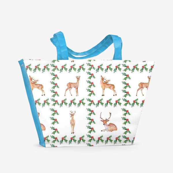Пляжная сумка «Бесшовная иллюстрация Рождественские олени.»