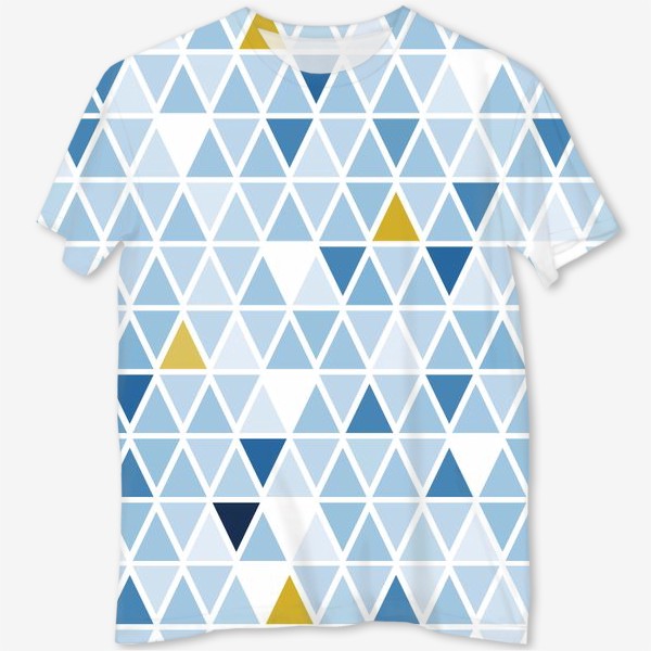 Футболка с полной запечаткой «Графика в бледно голубых тонах с треугольниками»