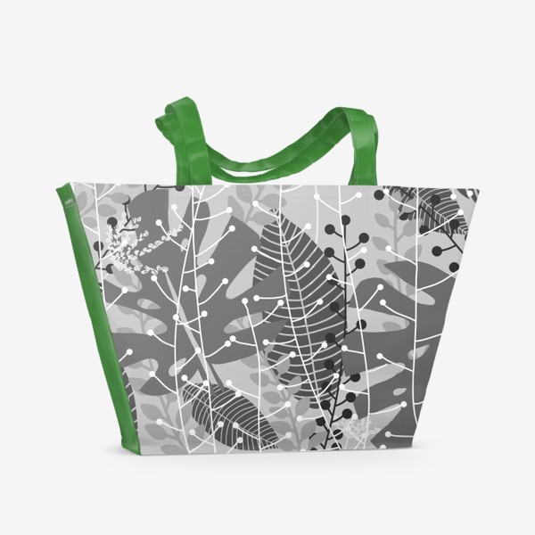 Пляжная сумка &laquo;Ботанический принт, серые тона &raquo;