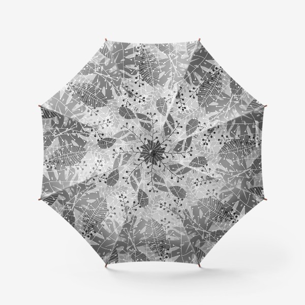 Зонт &laquo;Ботанический принт, серые тона &raquo;