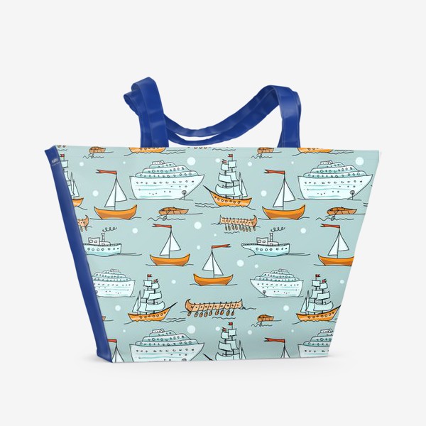 Пляжная сумка «Паттерн кораблики»