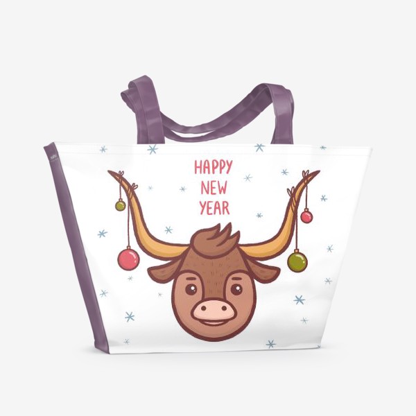 Пляжная сумка &laquo;Милый бык. Новый год 2021&raquo;