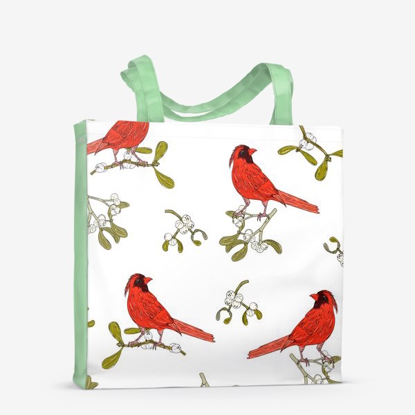 Сумка-шоппер «омела и красная птица»