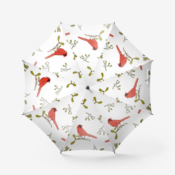 Зонт «омела и красная птица»