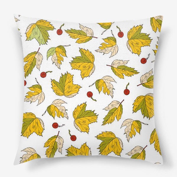 Подушка &laquo;жёлтые листья и ягоды&raquo;