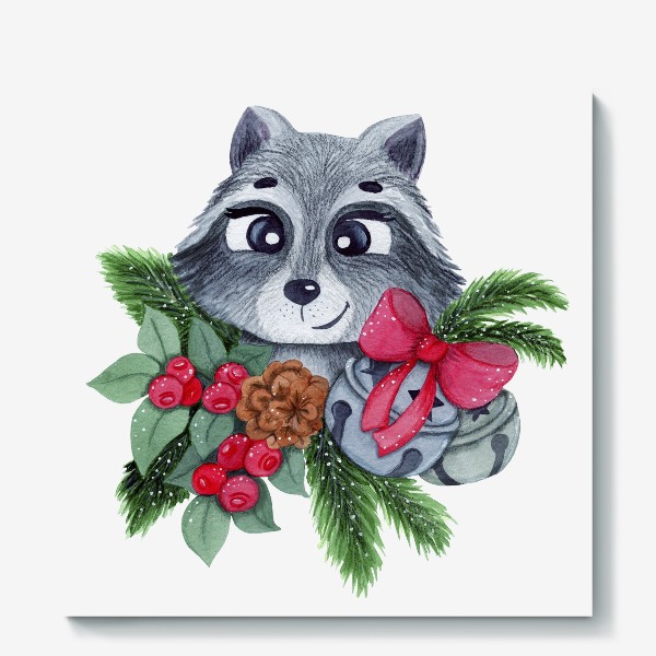 Холст «Christmas raccoon»
