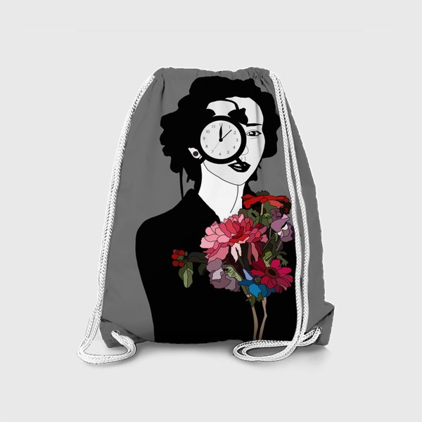 Рюкзак &laquo;Девушка, часы, цветы, сюрреализм &raquo;