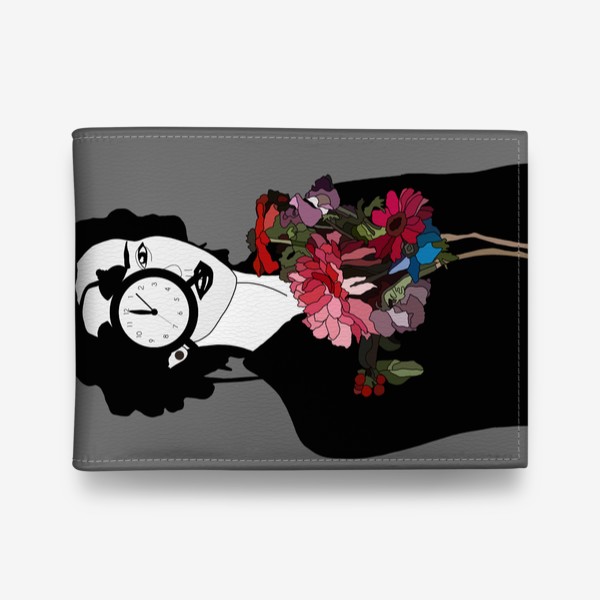 Кошелек «Девушка, часы, цветы, сюрреализм »