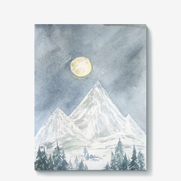 Холст «"Полная Луна и горы" постер»