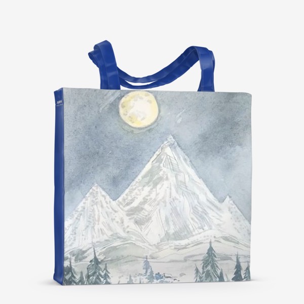 Сумка-шоппер &laquo;"Полная Луна и горы" постер&raquo;