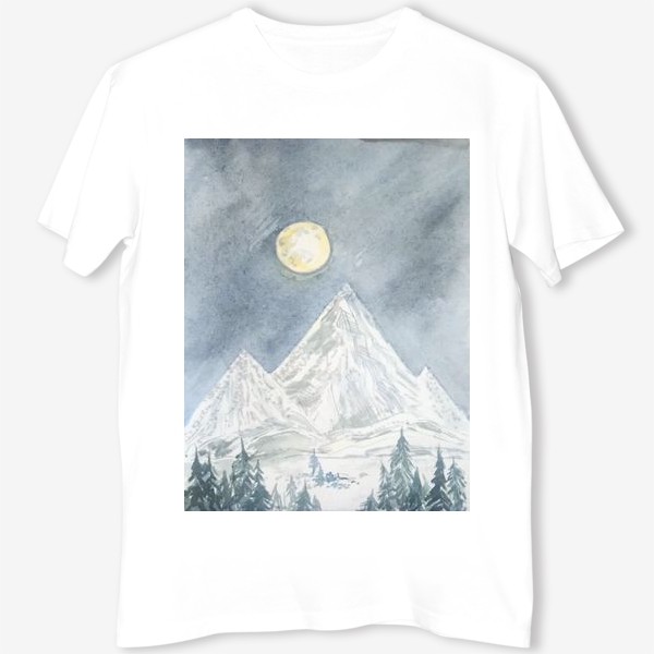 Футболка «"Полная Луна и горы" постер»