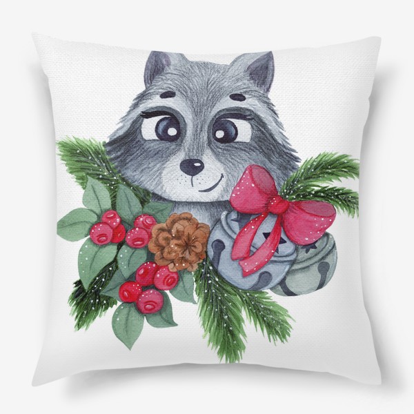 Подушка «Christmas raccoon»