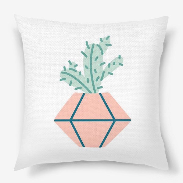 Подушка «Милый кактус в розовом горшке. Симпатичное домашнее растение»