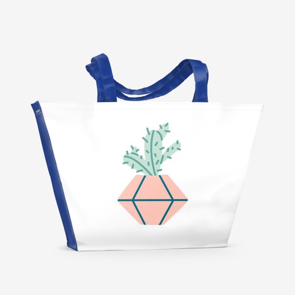 Пляжная сумка «Милый кактус в розовом горшке. Симпатичное домашнее растение»