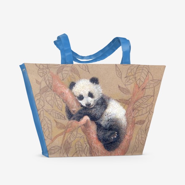 Пляжная сумка «Панда ,медвежонок, мишка, графика.»
