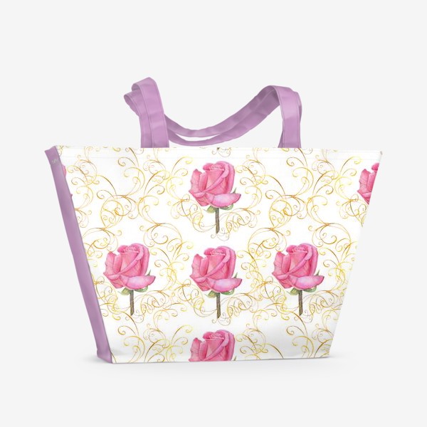Пляжная сумка &laquo;Pink rose seamless pattern.&raquo;