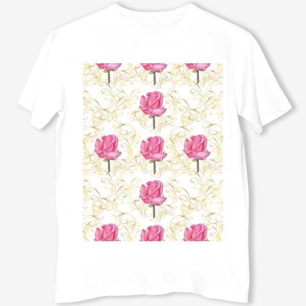 Футболка &laquo;Pink rose seamless pattern.&raquo;